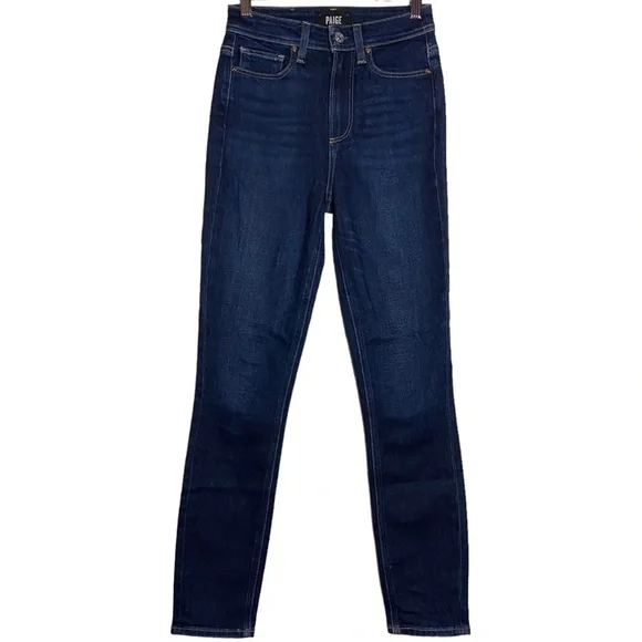 Paige Margot Skinny Jeans Denim High Rise Skinny Leg Dark Blue Wash 24 - Picture 2 of 16